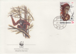 Enveloppe  INDONESIE    SINGE   L´ ORANG - OUTANG   WWF    1990 - FDC