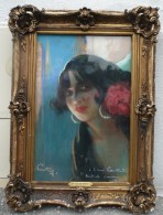 Léon Ernest Fortuné ANDRIEUX, Dit FORTUNEY (1875-1951) - Portrait De GITANE - Pastel Signé 1913 - Pastel