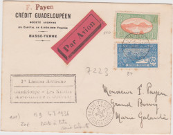 Premiere Liaison Aerienne Guadeloupe Les Saintes Marie Galante Désirade Basse Terre 3 Août 1936 Yvert 110 Et 87 - Cartas & Documentos