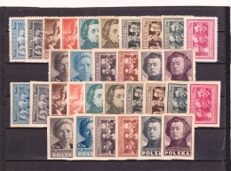 POLOGNE SERIES COMPLETES DENTELEES ET NON DENTELES PERSONNAGES - Unused Stamps