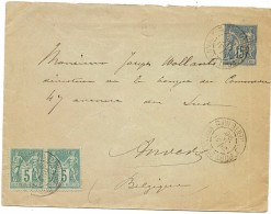 CTN42 - EP ENVELOPPE MOUCHON 15c PORT D'ENVAUX / ANVERS 31/12/1896 - Standard Covers & Stamped On Demand (before 1995)