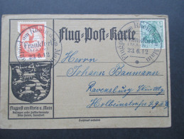 DR 1912 Flugpost Am Rhein II  Bedarf! Flugpost Karte. Frankfurt Main. 23.6.1912 Letzttag!! - Posta Aerea & Zeppelin