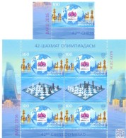 2016. Kyrgyzstan, 42th Chess Olympiad Baku'2016, 1v + Sheetlet, Mint/** - Kirghizstan