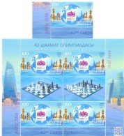 2016. Kyrgyzstan, 42th Chess Olympiad Baku'2016, 1v + Sheetlet, Mint/** - Kirgisistan