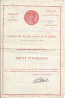 Ministére Des Finances/ Pensions De Victimes Civiles De La Guerre/Majoration D'Enfants/Brevet D'inscription/1954   BA39 - Documenti