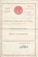 Ministére Des Finances/ Pensions De Victimes Civiles De La Guerre/Invalide/Brevet D´inscription/1954   BA40 - Dokumente