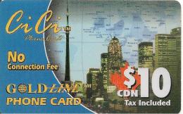 CARTE-PREPAYEE-CANADA-GOLDLINE-10$.CDN-TORONTO TOUR- TBE- - Kanada