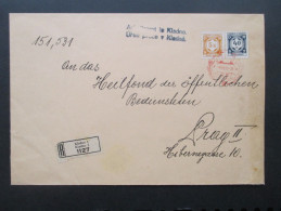 Böhmen Und Mähren 1941 R-Brief Kladno 1. 1127. Arbeitsamt In Kladno. MiF Dienst Nr. 2 / 12. Roter Sonderstempel!! - Briefe U. Dokumente