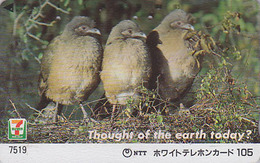 Télécarte JAPON / SERIE 7/11 - 7519 TBE - THOUGHT OF THE EARTH TODAY - ANIMAL - OISEAU - BIRD JAPAN Phonecard - Vogel BE - Sperlingsvögel & Singvögel