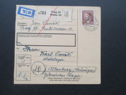 Böhmen Und Mähren 1944 Paketkarte Prag Nach Altenburg (Thüringen) Waldlager / Böhmisches Lager KZ Buchenwald?! BP. RRR - Storia Postale