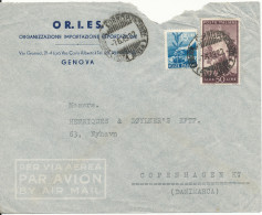 Italy Air Mail Cover Sent To Denmark Genova 7-6-1949 (the Cover Is Damaged At The Top) - Luchtpost