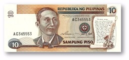 PHILIPPINES - 10 Piso ND ( 1995-97 ) Pick 181.b Unc. BLACK Serial # Sign. 14 Serie AC Seal Type 5 - Apolinario Mabini - Philippines