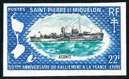 ST-PIERRE ET MIQUELON 1971 - Yv. 414 ** Imperf ND TB RAREment Proposé - Bateau Aconit - France LIBRE ..Réf.SPM11165 - Non Dentelés, épreuves & Variétés