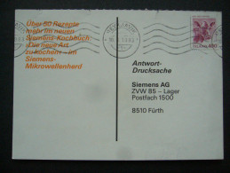 Isalnd: Postcard Reykjavik 1983 - 400 Eyrir - Antwort Drucksache Seiemens AG, Fürth, Germany - Briefe U. Dokumente