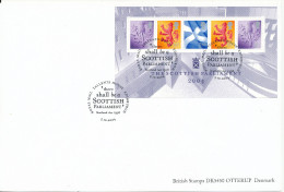 Great Britain FDC (card) 5-10-2004 Minisheet There Shall Be A Scottish Parliament Sent To Denmark - 2001-10 Ediciones Decimales