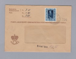 Liechtenstein 1953-02-05 Vaduz Fensterbrief Mit Mi#314 - Brieven En Documenten