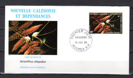 ✅" ORCHIDEES CALEDONIENNES : ACIANTHUS ATEPALUS "  Sur Enveloppe 1er Jour NOUVELLE CALEDONIEde 1984 N°YT 489. FDC - Orchids