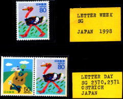 BIRDS-OSTRICH-LETTER WRITING WEEK-COIL SETENANT PAIR WITH NORMAL-JAPAN-1998-MNH-TP-635 - Struzzi