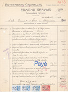 Sclaigneaux Sclayn - Entreprises Générales Edmond Servais (1936, Timbres Fiscaux) - 1900 – 1949