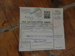 Postai Szallitolevel Belfoldi Csomaghoz  1941 Budapest Szabadka Polgarmester Urnak - Paquetes Postales