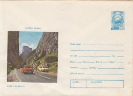 48856- BICAZ GORGES, CARS, MOUNTAINS, COVER STATIONERY, 1976, ROMANIA - Revenue Stamps