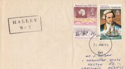 48892- ANTARCTICA, SHIP, ANTARCTIC TREATY, STAMPS ON COVER, HALLEY BAY RESEARCH STATION, 1976, BRITISH ANTARCTIC TERRITO - Antarctisch Verdrag