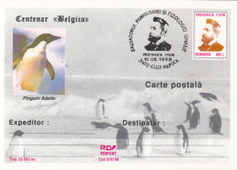 48900- BELGICA ANTARCTIC EXPEDITION, FREDERICK COOK, PENGUINS, POSTCARD STATIONERY, 1998, ROMANIA - Antarctische Expedities