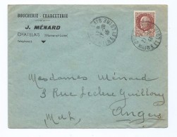 1503 - Lettre Boucherie Charcuterie MENARD à Chatelais 49 - Pétain 1943 WW2 - 1921-1960: Période Moderne