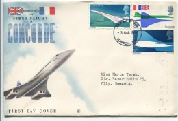 Commemorating The First Flight Of The Concorde, Circulated FDC, 1969 - Concorde