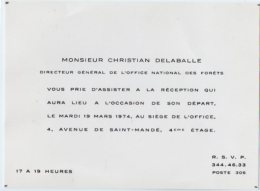 VP5503 - Carte - Carton D'invitation - Mr Christian DELABALLE Directeur Général De L'Office National Des Forets à PARIS - Autres & Non Classés