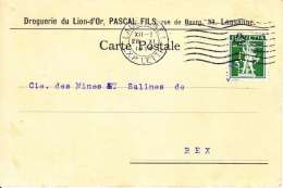 PERFORE SUR CARTE - MAISON " DROGUERIE DU LION-D'OR,PASCAL FILS - LAUSANNE - 1914- - Gezähnt (perforiert)