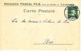 PERFORE SUR CARTE - MAISON " DROGUERIE DU LION-D´OR,PASCAL FILS - LAUSANNE - 1916-(5) - Perfins