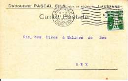 PERFORE SUR CARTE - MAISON " DROGUERIE DU LION-D´OR,PASCAL FILS - LAUSANNE - 1916-(6) - Perfin