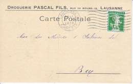 PERFORE SUR CARTE - MAISON " DROGUERIE DU LION-D´OR,PASCAL FILS - LAUSANNE - 1916-(7) - Gezähnt (perforiert)