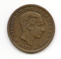 Alfonso XII  5 Céntimos  1877   Gran Conservación   NL054 - Provincial Currencies