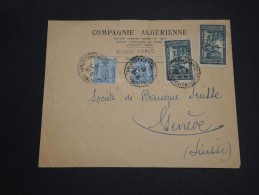 MONACO - Enveloppe Commerciale Pour La Suisse En 1937 - A Voir - L 2390 - Brieven En Documenten