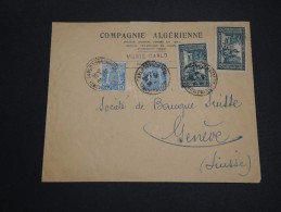 MONACO - Enveloppe Commerciale Pour La Suisse En 1937 - A Voir - L 2390 - Storia Postale