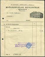 1936 Iceland Mjolkurfjelag Reykjavikur Department Store Receipt, Reykjavik Ram Revenue Fiscal - Briefe U. Dokumente