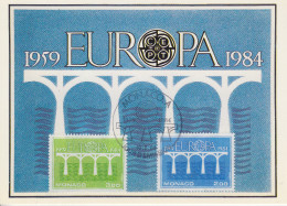 Carte  Maximum  1er  Jour   MONACO   Paire    EUROPA    1984 - 1984