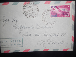 Italie , Lettre De Milano 1956 Pour Roma , Joli Obliteration - Luftpost