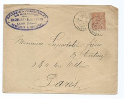 1542 - Lettre 1902 Epicerie Comestible MAGNIANT BLANCHARD Laon Aisne Mouchon Pour Paris Lapostolet - 1877-1920: Semi-Moderne