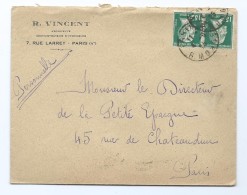 2048 - Lettre 1925 R VINCENT Rue Larrey Paris 75005 Paire Pasteur 15c Rue Monge Petite Epargne - 1921-1960: Modern Period
