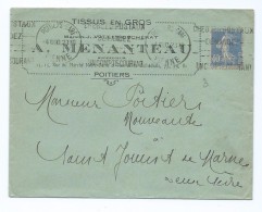 1524 - Lettre 1930 Tissus En Gros MENANTEAU à Poitiers Semeuse 40c Pour Saint Jouin De Marnes - 1921-1960: Modern Period