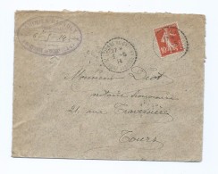 1534 - Lettre 1914  Géomètre Expert GUIMIER RAGAULT  Saint Etienne De Chigny 37 Indre Et Loire Pour Tours Diot - 1877-1920: Semi-Moderne