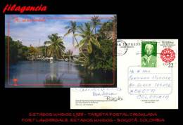 AMERICA. ESTADOS UNIDOS. ENTEROS POSTALES. TARJETA POSTAL CIRCULADA 1988. FORT LAUDERDALE-BOGOTÁ - Otros & Sin Clasificación