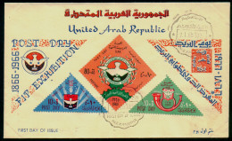EGYPT / 1965 / POST DAY / POSTAL HISTORY / STAMP EXHIBITION / POSTHORN / TRIANGLE STAMPS / A RARE ALEX. CANCELLATION - Brieven En Documenten