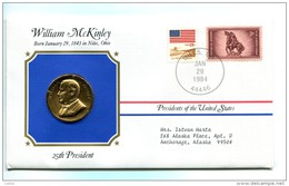 Etats - Unis USA " Presidents Of United States" Gold Plated Medal "" William McKinley "" FDC / BU / UNC - Verzamelingen