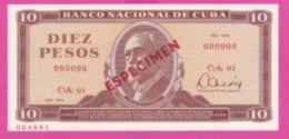 BILLET - CUBA  - 10 Pesos Série 1978 ( SPECIMEN ) - Pick 104b - Kuba