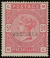 1884 5s Rose On White Paper With Type 9 "SPECIMEN" Overprint, SG 180s, Fine Mint. For More Images, Please Visit... - Other & Unclassified