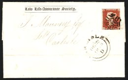 1843 (Dec 21) Printed EL From London To Carlisle Bearing 1841 1d Red-brown, 4 Good Margins, Tied By Very Fine... - Otros & Sin Clasificación